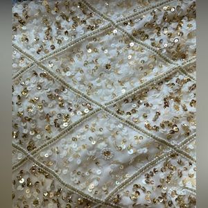 Adrianna Papell White with gold /cream Sequins in beautiful Argyle pattern.